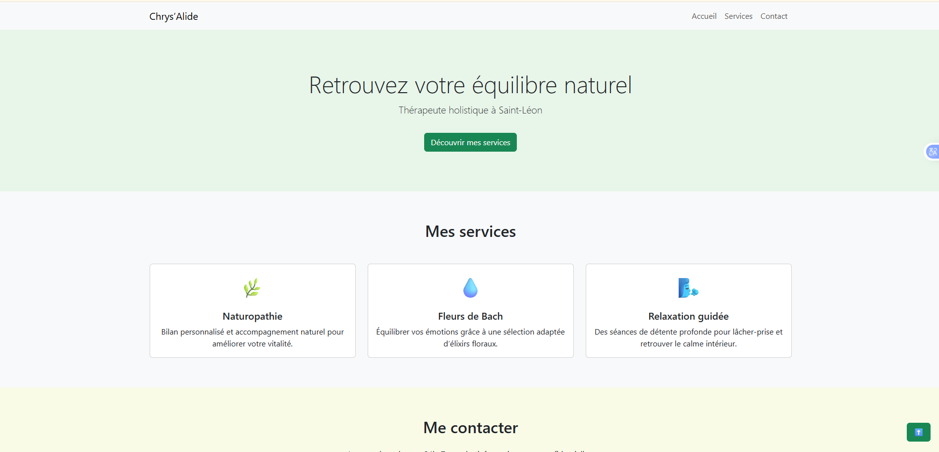 Landing page — Thérapeute bien-être